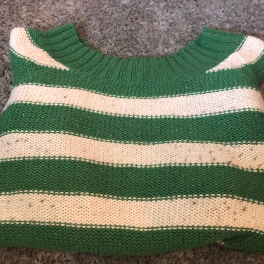 Green white sweater